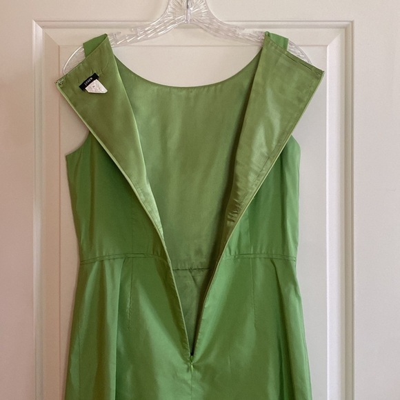 J Crew Grace Kelly Green Sleeveless Silk Faille Cocktail Tea Dress 6 TALL - Picture 7 of 9